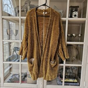 Anthropologie x Moth Chenille Chunky Open Front Sweater Cardigan